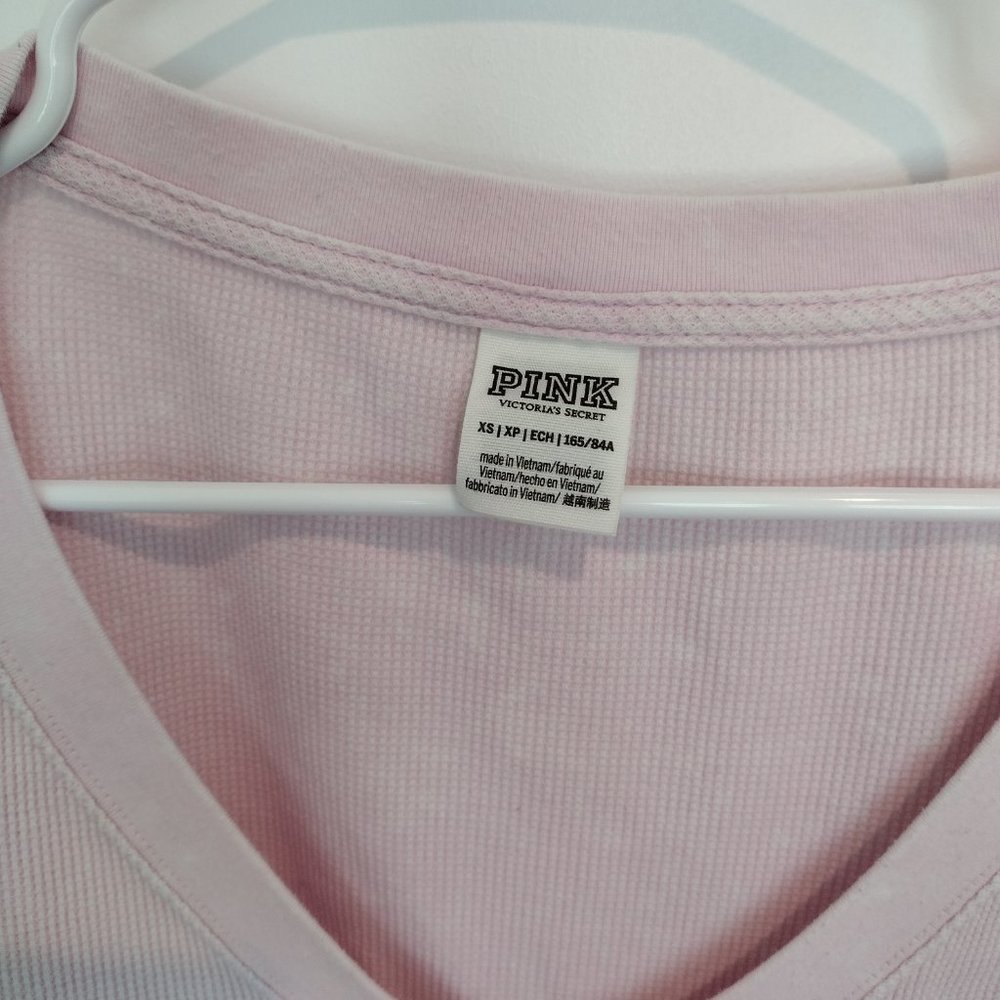 PINK Victoria's Secret oversized pink waffle cropped long-sleeve top, XS - Picture 5 of 5